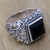 Men's gold accented onyx ring, 'Tambora' - Onyx and Gold Accented Sterling Silver Ring for Men (image 2) thumbail