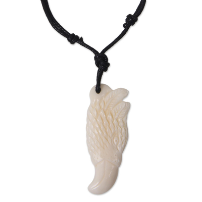 Hand Crafted Eagle Bone Pendant on Cotton Necklace