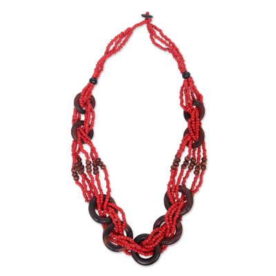 Wood beaded necklace,