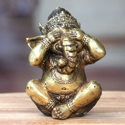 Bronze statuette, Ganesha Sees No Evil