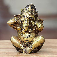 Bronze statuette, 'Ganesha Hears No Evil'