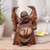 Holzstatuette - Kunsthandwerklich gefertigte Holzskulptur eines glücklichen Buddha aus Bali
