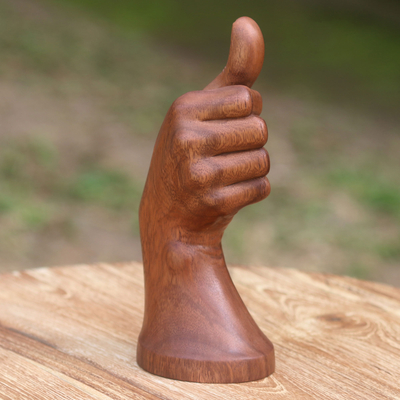 Wood sculpture, Thumbs Up