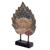 Wood sculpture, 'Buddha Leaf' - Hand Carved Buddha in Pipal Leaf Wood Sculpture with Stand (image 2b) thumbail