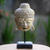 Wood sculpture, 'Buddha's Golden Peace' - Buddhism Hand-carved Wood Bust Sculpture with Stand (image 2) thumbail