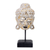 Wood sculpture, 'Buddha's Golden Peace' - Buddhism Hand-carved Wood Bust Sculpture with Stand