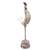 Wood sculpture, 'White Rooster' - Wood Rooster Hand Carved Sculpture with Stand