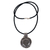Sterling silver and leather pendant necklace, 'Circular Visions' - Artisan Crafted Necklace Sterling Silver on Leather thumbail