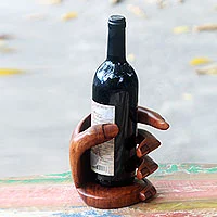 Featured review for Wood wine bottle holder, Hold Me