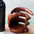 Wood wine bottle holder, 'Hold Me' - Balinese Signed Hand Carved Wood Wine Bottle Holder (image 2b) thumbail