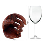 Wood wine bottle holder, 'Hold Me' - Balinese Signed Hand Carved Wood Wine Bottle Holder