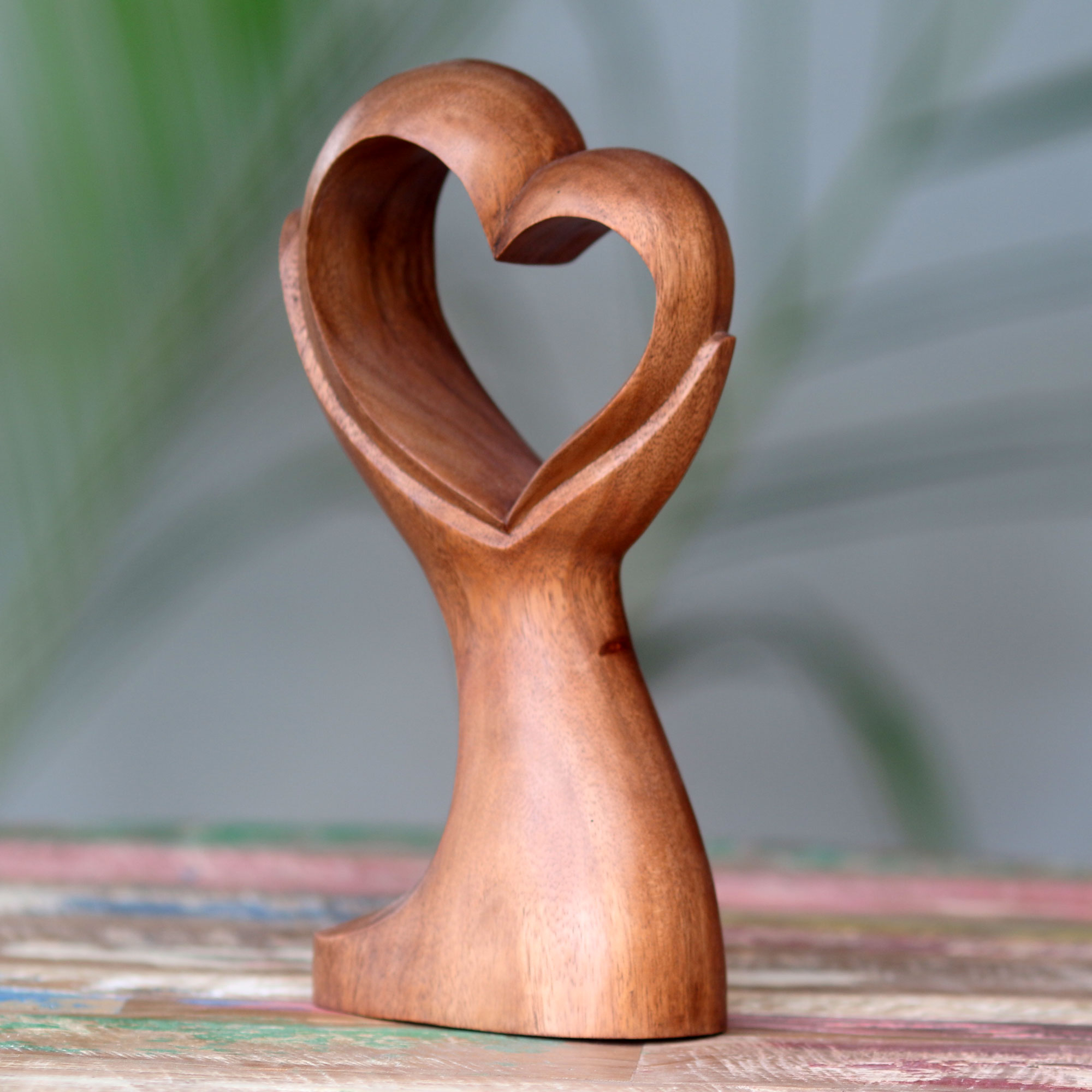 Hand carved wood heart