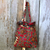 Beaded cotton batik shoulder bag, 'Javanese Redbird' - Beaded Red Cotton Batik Shoulder Bag from Indonesia (image 2) thumbail