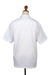 Camisa batik de algodón para hombre - Acentos de batik estampados a mano en camisa de algodón blanco para hombres