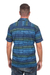 Men's cotton batik shirt, 'Oceanic Voyager' - Men's Blue Cotton Button Down Shirt with Hand Stamped Batik (image 2d) thumbail
