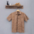 Men's cotton shirt, 'Sweet Basil' - Men's 100% Cotton Shirt Handstamped on Khaki Batik Fabric (image 2b) thumbail