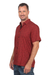 Baumwollhemd für Herren - Handgestempeltes handgestempeltes Crimson-Kurzarmhemd aus reiner Baumwolle für Herren