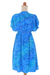 Batik rayon dress, 'Java Twilight' - Artisan Crafted Fresh Blue Batik Rayon Short Dress (image 2f) thumbail