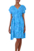 Batik rayon dress, 'Blue Buleleng Jasmine' - Handcrafted Women's Blue Batik Rayon Dress thumbail