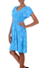 Batik rayon dress, 'Blue Buleleng Jasmine' - Handcrafted Women's Blue Batik Rayon Dress (image 2b) thumbail