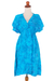 Batik rayon dress, 'Blue Buleleng Jasmine' - Handcrafted Women's Blue Batik Rayon Dress (image 2d) thumbail