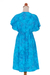 Batik rayon dress, 'Blue Buleleng Jasmine' - Handcrafted Women's Blue Batik Rayon Dress (image 2f) thumbail