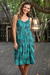 Batik sundress, 'Turquoise Trance' - Elastic Back Turquoise Rayon Batik Sundress from Bali