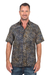Men's cotton batik shirt, 'Night Starfield' - Hand Dyed Batik Short Sleeve Shirt for Men from Bali thumbail