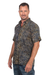 Men's cotton batik shirt, 'Night Starfield' - Hand Dyed Batik Short Sleeve Shirt for Men from Bali (image 2b) thumbail