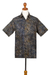 Men's cotton batik shirt, 'Night Starfield' - Hand Dyed Batik Short Sleeve Shirt for Men from Bali