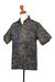 Men's cotton batik shirt, 'Night Starfield' - Hand Dyed Batik Short Sleeve Shirt for Men from Bali (image 2e) thumbail