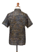 Men's cotton batik shirt, 'Night Starfield' - Hand Dyed Batik Short Sleeve Shirt for Men from Bali (image 2f) thumbail