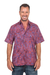 Men's cotton batik shirt, 'Purple Jungle' - Purple and Magenta Cotton Batik Shirt for Men from Bali (image 2a) thumbail