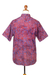 Men's cotton batik shirt, 'Purple Jungle' - Purple and Magenta Cotton Batik Shirt for Men from Bali (image 2f) thumbail