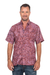 Men's cotton batik shirt, 'Light and Shadow' - Fair Trade Men's Cotton Batik Shirt in Reds from Bali (image 2a) thumbail
