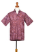 Men's cotton batik shirt, 'Light and Shadow' - Fair Trade Men's Cotton Batik Shirt in Reds from Bali (image 2d) thumbail