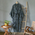 Rayon batik robe, 'Borneo Slate' - Womens 100% Rayon grey and Black Kimono Sleeve Long Batik Ro thumbail