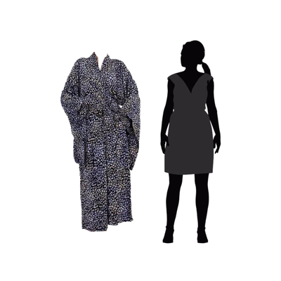 Robe aus Rayon-Batik - Damen-Robe aus Rayon in Grau und Schwarz mit Kimono-Ärmeln