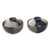 Ceramic lidded bowls, 'Bold Contrasts' (pair) - Hand Crafted Black and Grey Ceramic Bowls and Lids (Pair) thumbail