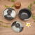 Cuencos con tapa de cerámica, (par) - Cuencos y tapas de cerámica negra y gris hechos a mano (par)
