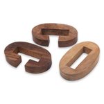 Teak wood puzzle, 'Chain Hook' - Small Wooden Pub Game Puzzle from Javanese Artisan