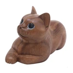 Wood sculpture, 'Short Haired Cat' - Hand Carved Wood Cat Sculpture from Balinese Artisan