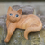 Wood sculpture, 'Watchful Long Haired Cat' - Wood Cat Sculpture Hand Carved in Indonesia