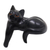 Wood sculpture, 'Watchful Black Cat' - Hand Carved Wooden Cat Sculpture with Black Finish thumbail