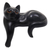 Wood sculpture, 'Watchful Black Cat' - Hand Carved Wooden Cat Sculpture with Black Finish (image 2d) thumbail
