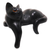 Wood sculpture, 'Watchful Black Cat' - Hand Carved Wooden Cat Sculpture with Black Finish