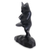 Wood sculpture, 'Vrkasana Black Cat' - Unique Wood Sculpture of Black Cat in Yoga Pose (image 2b) thumbail