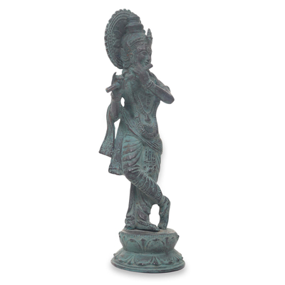 Bronze statuette, 'Krishna' - Bronze Sculpture of Krishna with Antiqued Patina