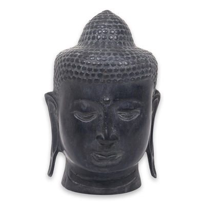 Cast Bronze Buddha Head Statuette from Balinese Artisan