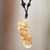 Bone pendant necklace, 'Alligator' - Carved Bone Alligator Pendant Necklace on Leather Cord thumbail